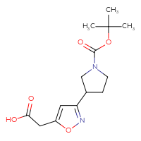 Chemical structure of 2-(3-{1-[(tert-butoxy)carbonyl]pyrrolidin-3-yl}-1,2-oxazol-5-yl)acetic acid - CSSB20550087994