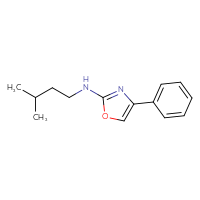 Chemical structure of N-(3-methylbutyl)-4-phenyl-1,3-oxazol-2-amine - CSSB15033370595
