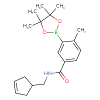 Chemical structure of N-[(cyclopent-3-en-1-yl)methyl]-4-methyl-3-(4,4,5,5-tetramethyl-1,3,2-dioxaborolan-2-yl)benzamide - CSSB00340074205