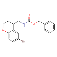 Chemical structure of benzyl N-[(6-bromo-3,4-dihydro-2H-1-benzopyran-4-yl)methyl]carbamate - CSSB03496572372