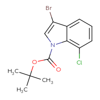 Chemical structure of tert-butyl 3-bromo-7-chloro-1H-indole-1-carboxylate - CSSB20504694318