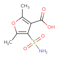 Chemical structure of 2,5-dimethyl-4-sulfamoylfuran-3-carboxylic acid - CSSB00000739374