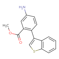 Chemical structure of methyl 5-amino-2-(1-benzothiophen-3-yl)benzoate - CSSB06582657669