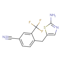 Chemical structure of 4-[(2-amino-1,3-thiazol-5-yl)methyl]-3-(trifluoromethyl)benzonitrile - CSSB00000740065