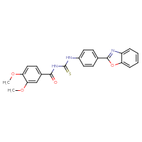 Chemical structure of 1-[4-(1,3-benzoxazol-2-yl)phenyl]-3-(3,4-dimethoxybenzoyl)thiourea - CSSB00121595484