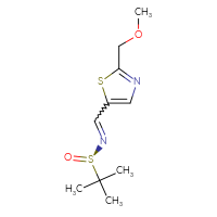 Chemical structure of (R)-N-{[2-(methoxymethyl)-1,3-thiazol-5-yl]methylidene}-2-methylpropane-2-sulfinamide - CSSB14977840680