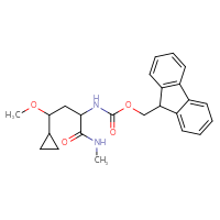 Chemical structure of (9H-fluoren-9-yl)methyl N-[3-cyclopropyl-3-methoxy-1-(methylcarbamoyl)propyl]carbamate - CSSB21043407315