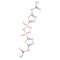 Chemical structure of N-{5-[(5-acetamido-1,3,4-thiadiazole-2-sulfonamido)sulfonyl]-1,3,4-thiadiazol-2-yl}acetamide - CSSB00020661385