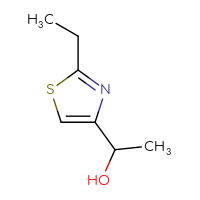 Chemical structure of 1-(2-ethyl-1,3-thiazol-4-yl)ethan-1-ol - CSSB00012101190