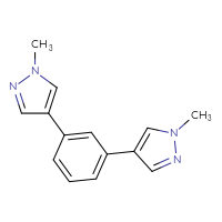 Chemical structure of 1-methyl-4-[3-(1-methyl-1H-pyrazol-4-yl)phenyl]-1H-pyrazole - CSSB01097647392