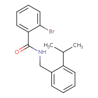 Chemical structure of 2-bromo-N-{[2-(propan-2-yl)phenyl]methyl}benzamide - CSSB00720124492