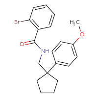Chemical structure of 2-bromo-N-{[1-(4-methoxyphenyl)cyclopentyl]methyl}benzamide - CSSB21432541689
