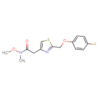Chemical structure of 2-{2-[(4-fluorophenoxy)methyl]-1,3-thiazol-4-yl}-N-methoxy-N-methylacetamide - CSSB15217610357