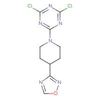 Chemical structure of 2,4-dichloro-6-[4-(1,2,4-oxadiazol-3-yl)piperidin-1-yl]-1,3,5-triazine - CSSB21332137192