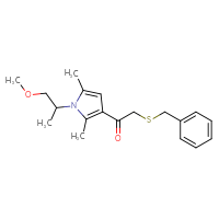 Chemical structure of 2-(benzylsulfanyl)-1-[1-(1-methoxypropan-2-yl)-2,5-dimethyl-1H-pyrrol-3-yl]ethan-1-one - CSSB00207284824