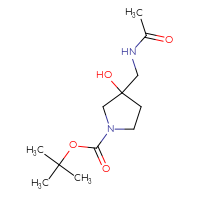 Chemical structure of tert-butyl 3-(acetamidomethyl)-3-hydroxypyrrolidine-1-carboxylate - CSSB00117004129