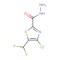 Chemical structure of 4-chloro-5-(difluoromethyl)-1,3-thiazole-2-carbohydrazide - CSSB21151597822