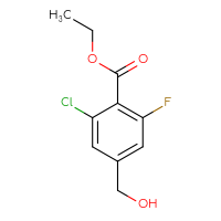 Chemical structure of ethyl 2-chloro-6-fluoro-4-(hydroxymethyl)benzoate - CSSB00135172927