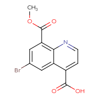 Chemical structure of 6-bromo-8-(methoxycarbonyl)quinoline-4-carboxylic acid - CSSB21189751150