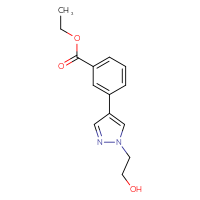 Chemical structure of ethyl 3-[1-(2-hydroxyethyl)-1H-pyrazol-4-yl]benzoate - CSSB01411968975