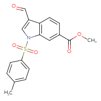 Chemical structure of methyl 3-formyl-1-(4-methylbenzenesulfonyl)-1H-indole-6-carboxylate - CSSB21332152582