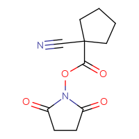 Chemical structure of 2,5-dioxopyrrolidin-1-yl 1-cyanocyclopentane-1-carboxylate - CSSB20270306563