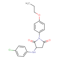 Chemical structure of 3-[(4-chlorophenyl)amino]-1-(4-propoxyphenyl)pyrrolidine-2,5-dione - CSSB00132462343
