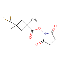Chemical structure of 2,5-dioxopyrrolidin-1-yl 1,1-difluoro-5-methylspiro[2.3]hexane-5-carboxylate - CSSB06651658042