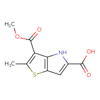 Chemical structure of 3-(methoxycarbonyl)-2-methyl-4H-thieno[3,2-b]pyrrole-5-carboxylic acid - CSSB00153394937