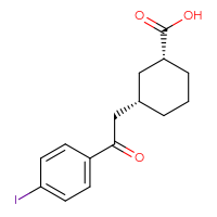 Chemical structure of (1R,3S)-3-[2-(4-iodophenyl)-2-oxoethyl]cyclohexane-1-carboxylic acid - CSSB00102526892
