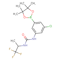Chemical structure of 1-[3-chloro-5-(4,4,5,5-tetramethyl-1,3,2-dioxaborolan-2-yl)phenyl]-3-(1,1,1-trifluoropropan-2-yl)urea - CSSB21245996684
