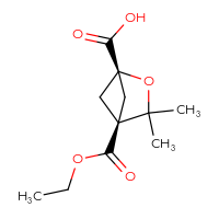 Chemical structure of (1r,4r)-4-(ethoxycarbonyl)-3,3-dimethyl-2-oxabicyclo[2.1.1]hexane-1-carboxylic acid - CSSB06441969861