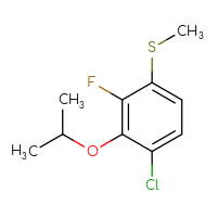 Chemical structure of 1-chloro-3-fluoro-4-(methylsulfanyl)-2-(propan-2-yloxy)benzene - CSSB20814002057