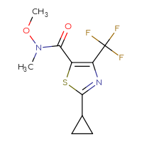Chemical structure of 2-cyclopropyl-N-methoxy-N-methyl-4-(trifluoromethyl)-1,3-thiazole-5-carboxamide - CSSB21151594139