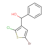 Chemical structure of (5-bromo-2-chlorothiophen-3-yl)(phenyl)methanol - CSSB14875590832