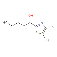 Chemical structure of 1-(4-bromo-5-methyl-1,3-thiazol-2-yl)pentan-1-ol - CSSB20834700934