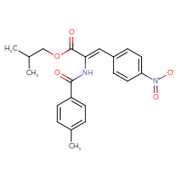 Chemical structure of 2-methylpropyl (2Z)-2-[(4-methylphenyl)formamido]-3-(4-nitrophenyl)prop-2-enoate - CSSB02267479379