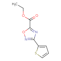 Chemical structure of ethyl 3-(thiophen-2-yl)-1,2,4-oxadiazole-5-carboxylate - CSSB00011850291