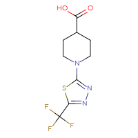 Chemical structure of 1-[5-(trifluoromethyl)-1,3,4-thiadiazol-2-yl]piperidine-4-carboxylic acid - CSSB00001320475