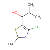 Chemical structure of 1-(4-chloro-2-methyl-1,3-thiazol-5-yl)-2-methylpropan-1-ol - CSSB20461468445