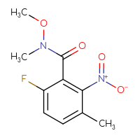 Chemical structure of 6-fluoro-N-methoxy-N,3-dimethyl-2-nitrobenzamide - CSSB21151594298