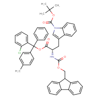 Chemical structure of tert-butyl 3-[(2S)-3-[(2-chlorophenyl)(4-methylphenyl)phenylmethoxy]-2-({[(9H-fluoren-9-yl)methoxy]carbonyl}amino)-3-oxopropyl]-1H-indole-1-carboxylate - CSSB06446550422