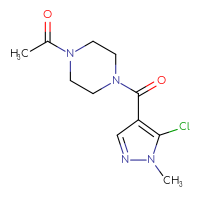 Chemical structure of 1-[4-(5-chloro-1-methyl-1H-pyrazole-4-carbonyl)piperazin-1-yl]ethan-1-one - CSSB02005978266