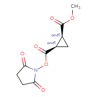 Chemical structure of rac-1-(2,5-dioxopyrrolidin-1-yl) 2-methyl (1R,2S)-cyclopropane-1,2-dicarboxylate - CSSB20620680563