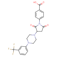 Chemical structure of 4-(2,5-dioxo-3-{4-[3-(trifluoromethyl)phenyl]piperazin-1-yl}pyrrolidin-1-yl)benzoic acid - CSSB00046255571