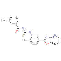 Chemical structure of 1-(2-methyl-5-{[1,3]oxazolo[4,5-b]pyridin-2-yl}phenyl)-3-(3-methylbenzoyl)thiourea - CSSB00121644046
