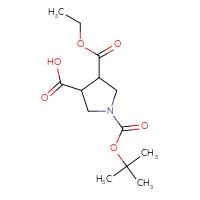 Chemical structure of 1-[(tert-butoxy)carbonyl]-4-(ethoxycarbonyl)pyrrolidine-3-carboxylic acid - CSSB00010475678