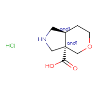 Chemical structure of rac-(3aR,7aR)-octahydropyrano[3,4-c]pyrrole-3a-carboxylic acid hydrochloride - CSSB02125421921