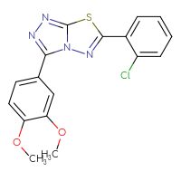 Chemical structure of 6-(2-chlorophenyl)-3-(3,4-dimethoxyphenyl)-[1,2,4]triazolo[3,4-b][1,3,4]thiadiazole - CSSB00121637257
