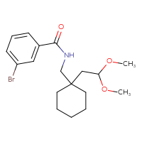 Chemical structure of 3-bromo-N-{[1-(2,2-dimethoxyethyl)cyclohexyl]methyl}benzamide - CSSB15798694220